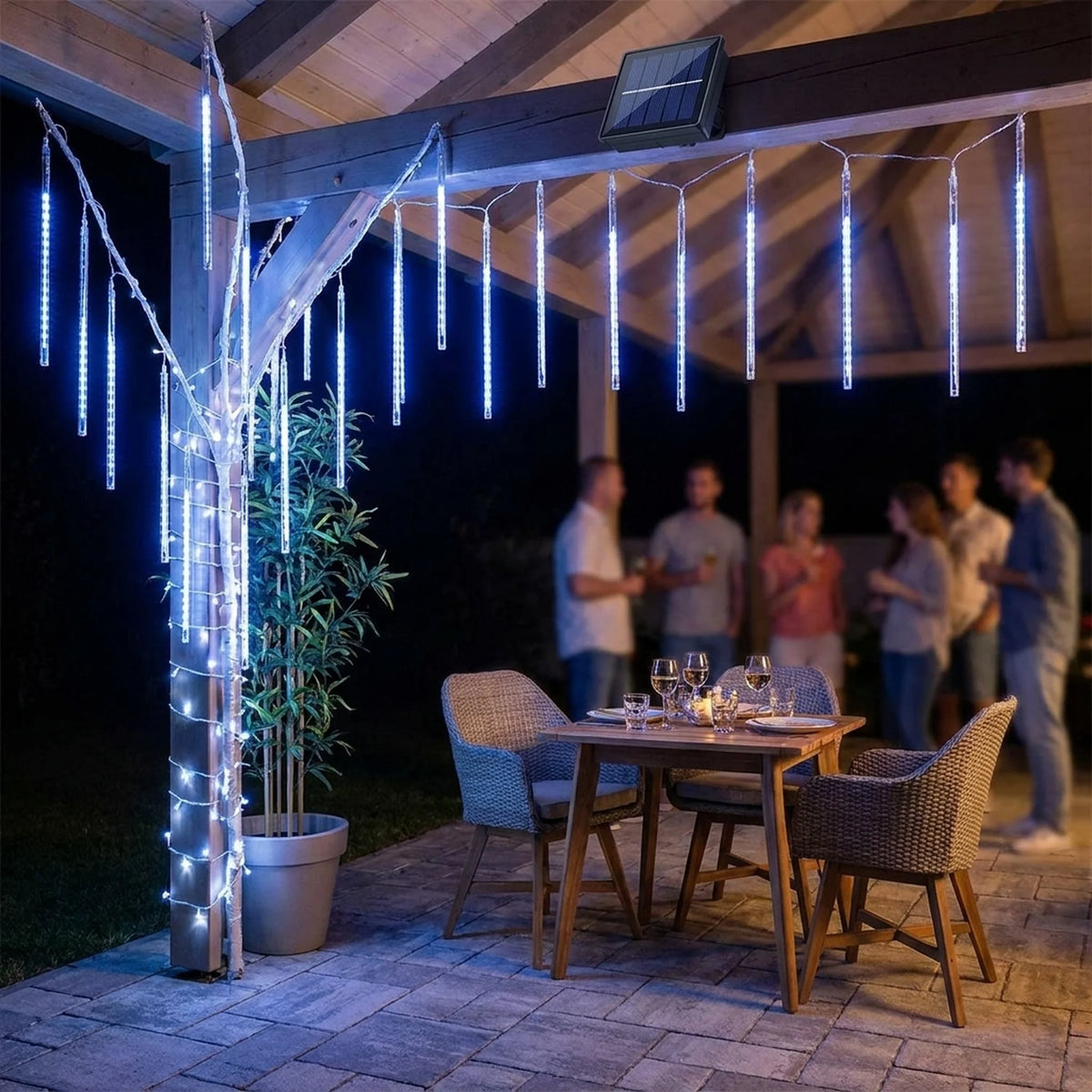 Solar Meteor Lights 360° Flowing Effect IP65 Rated