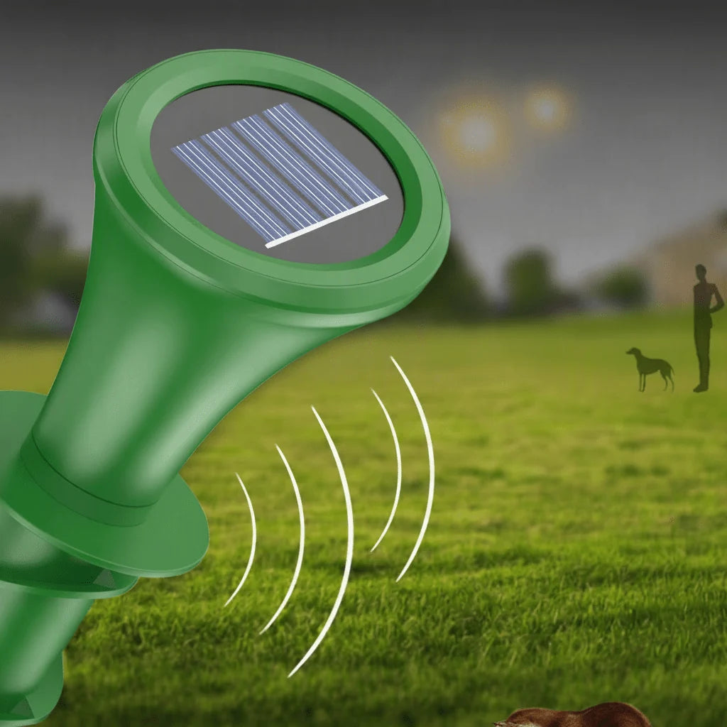 Solar Mole Repeller Solar-Powered Waterproof Vibration 33-Foot Coverage