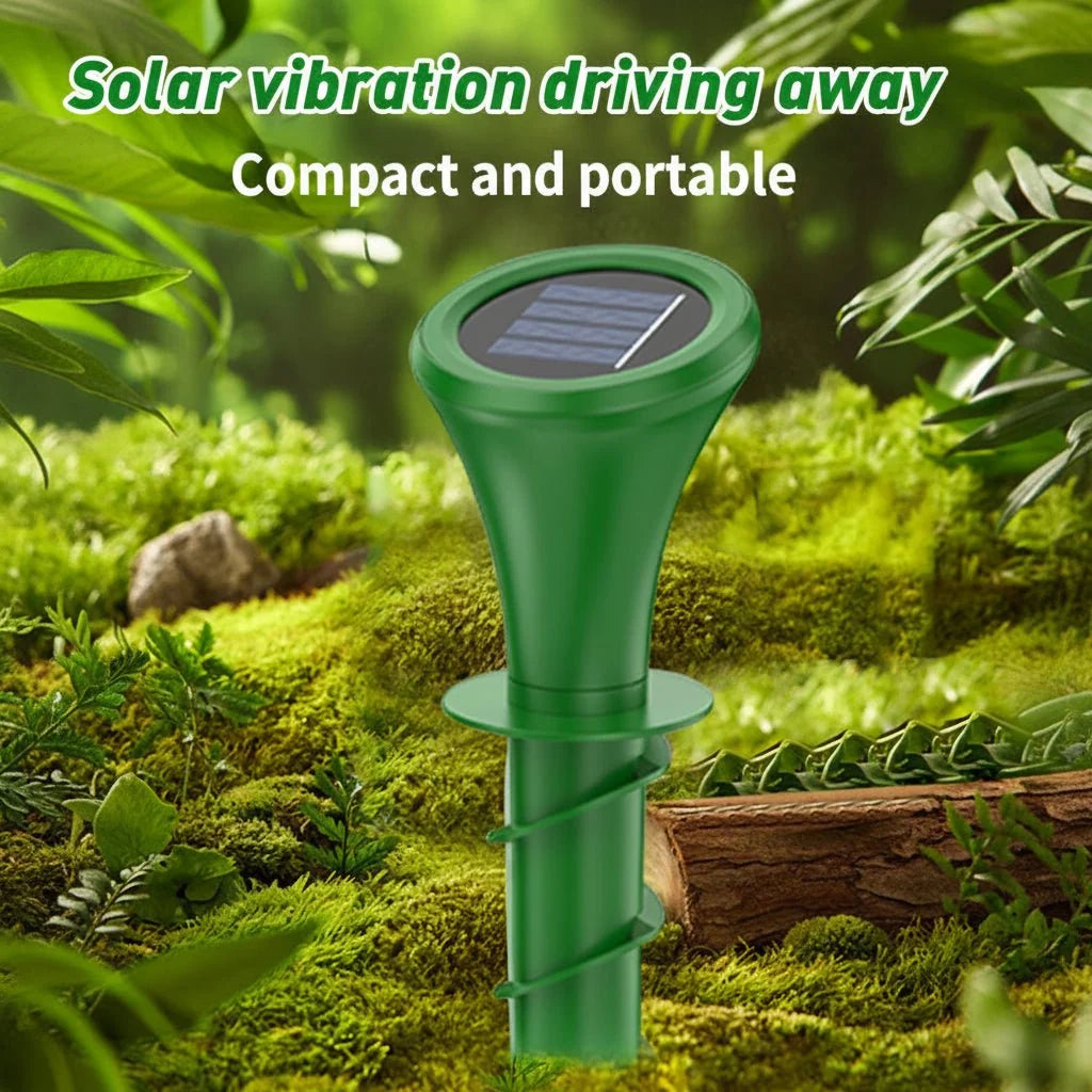 Solar Mole Repeller Solar-Powered Waterproof Vibration 33-Foot Coverage