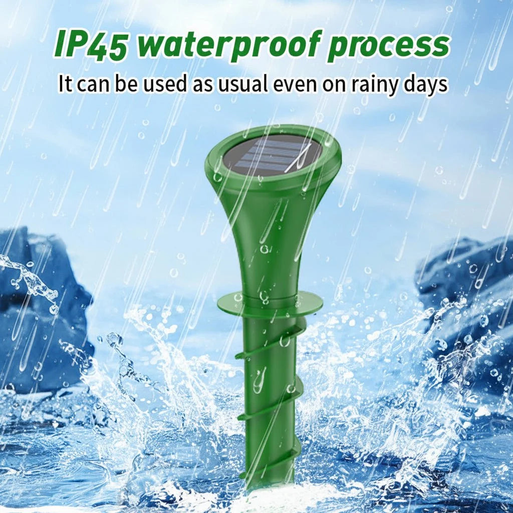 Solar Mole Repeller Solar-Powered Waterproof Vibration 33-Foot Coverage