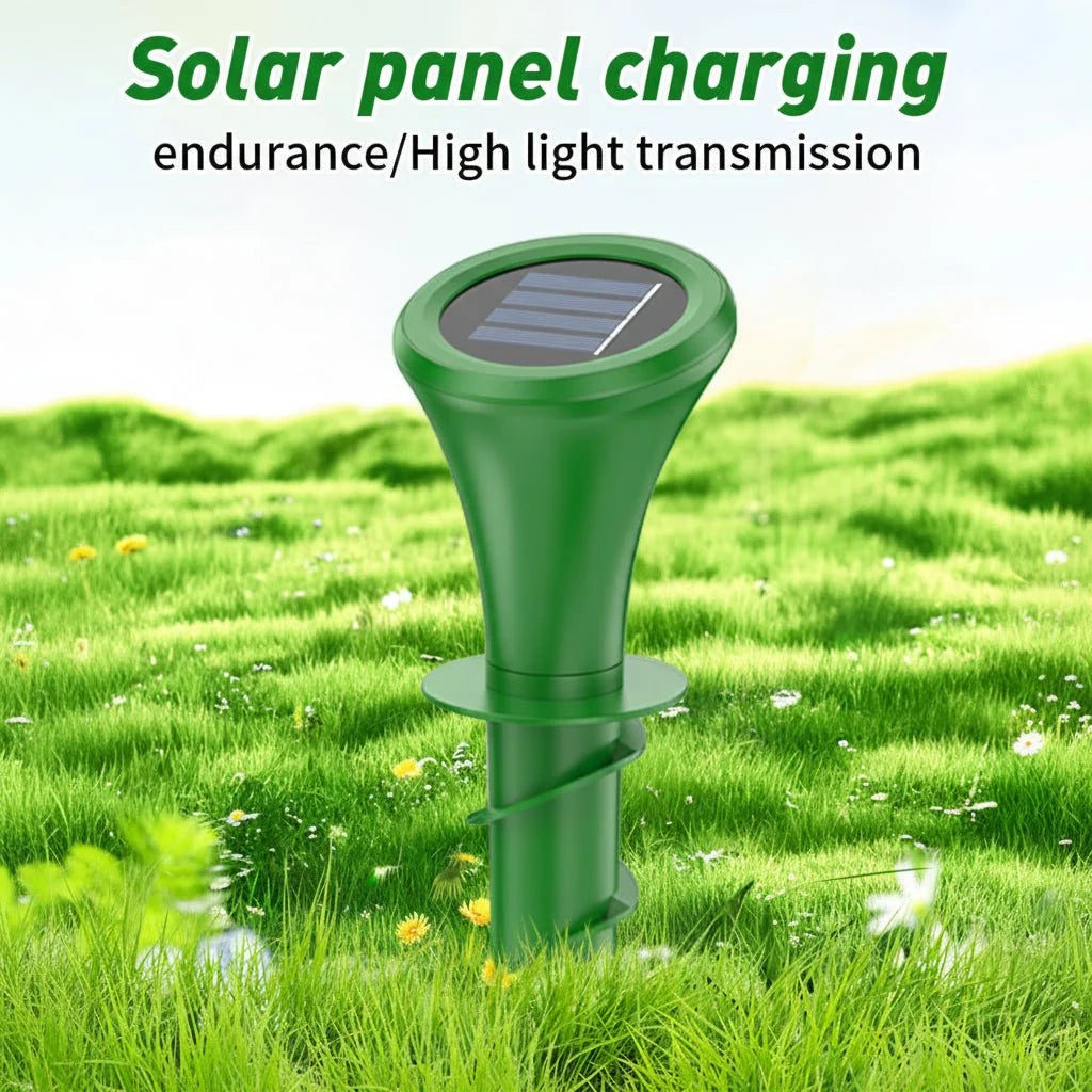 Solar Mole Repeller Solar-Powered Waterproof Vibration 33-Foot Coverage