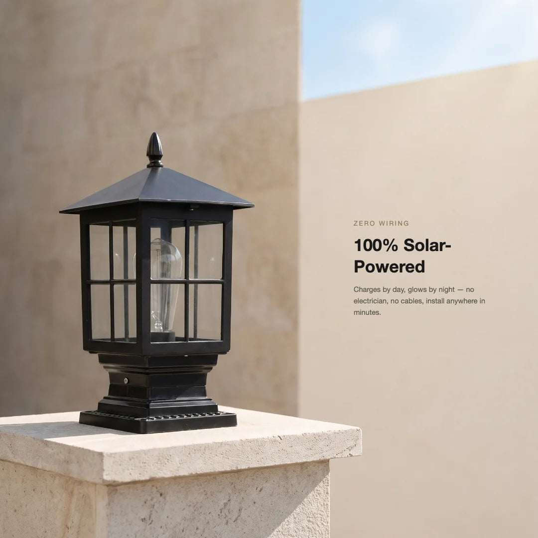 Solar Post Light Solar-Powered Dusk-to-Dawn Three Color Temperatures