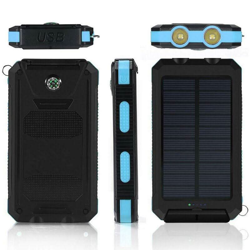 Solar Power Bank 10,000mAh Dual USB LED Flashlight