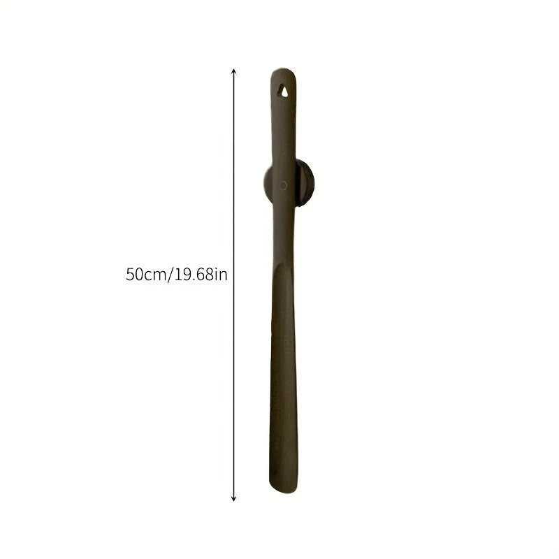Solid Wood Shoe Horn with Long Handle and Magnetic Wall Mount