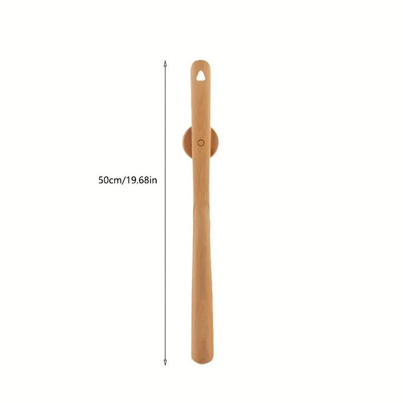 Solid Wood Shoe Horn with Long Handle and Magnetic Wall Mount