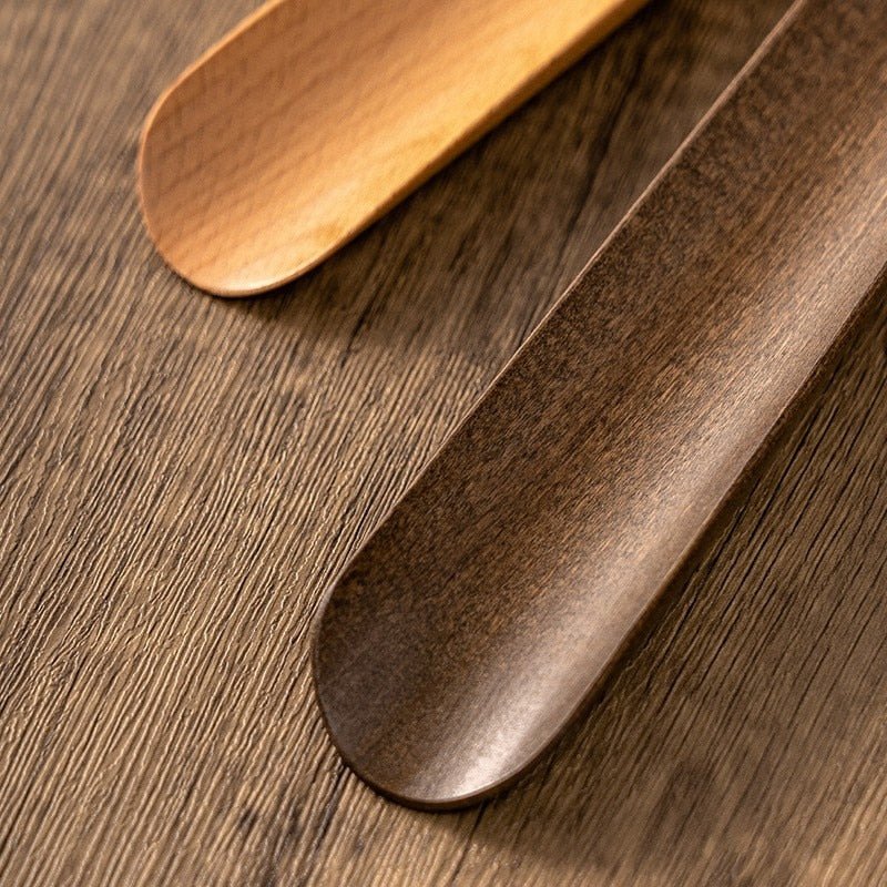 Solid Wood Shoe Horn with Long Handle and Magnetic Wall Mount