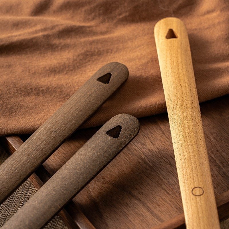 Solid Wood Shoe Horn with Long Handle and Magnetic Wall Mount