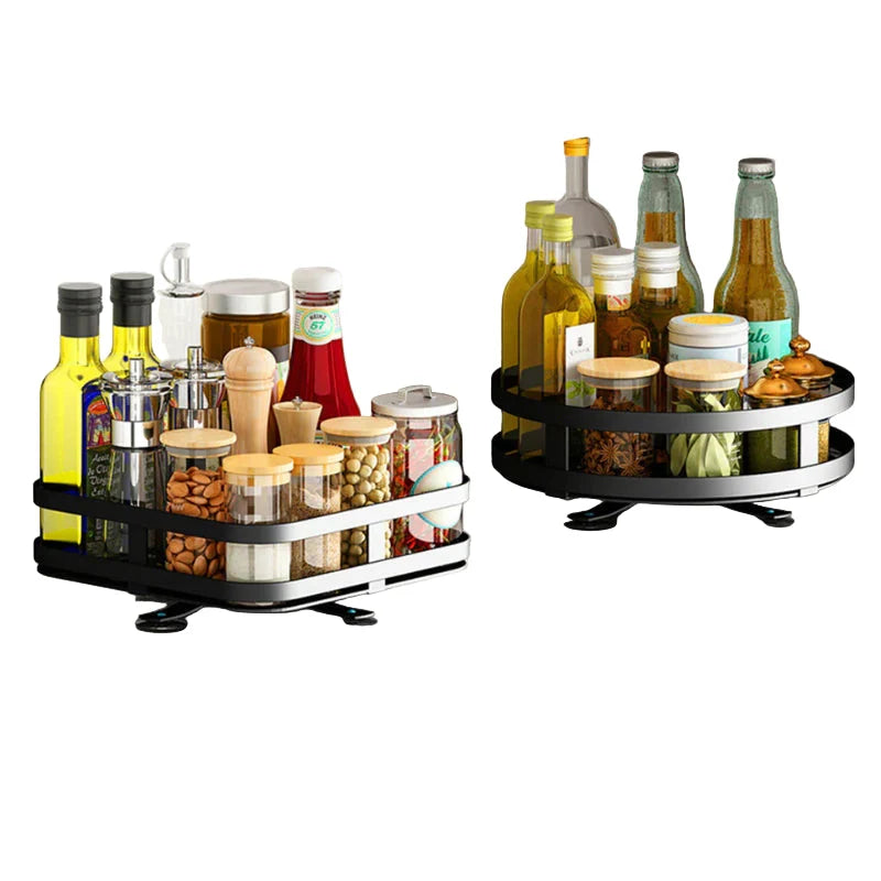 Spice Rack Organizer Stainless Steel 360° Rotating Adjustable Shelves