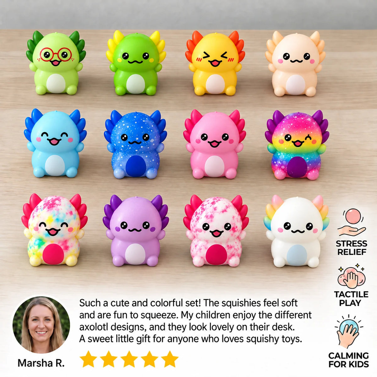 Squishy Toys Axolotl Soft Set of 12