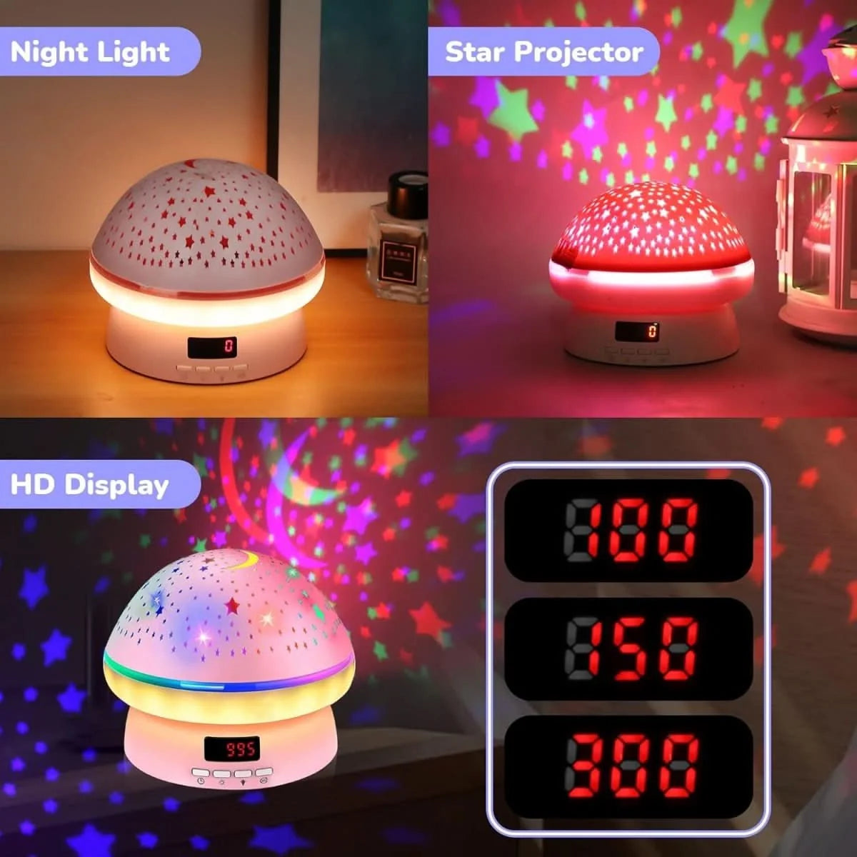 Star Projector 16-Color Rotating With Timer & Remote Control