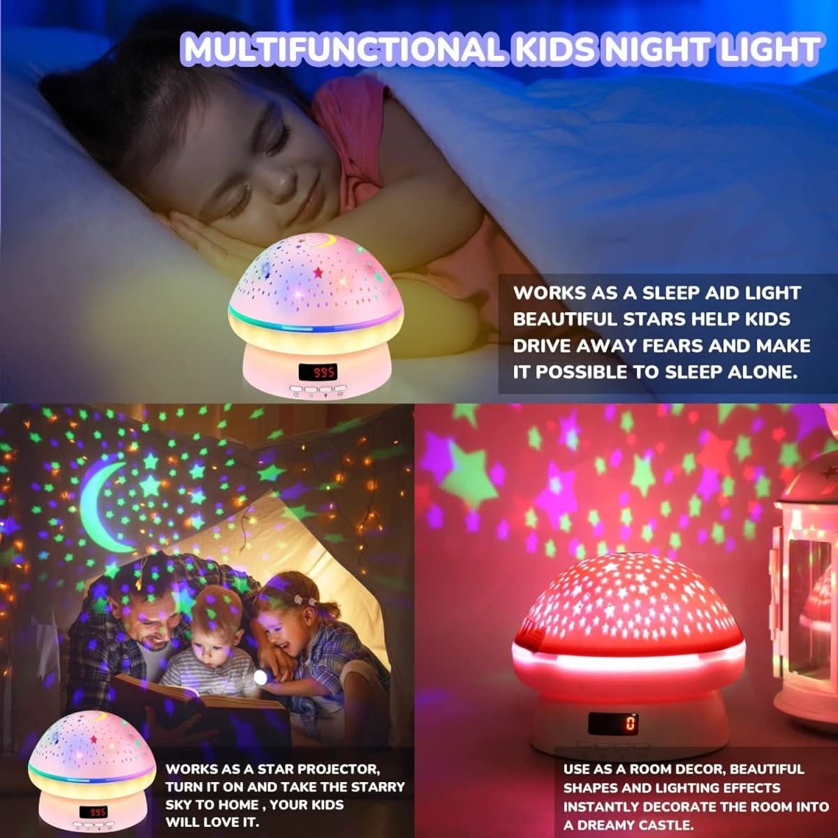 Star Projector 16-Color Rotating With Timer & Remote Control
