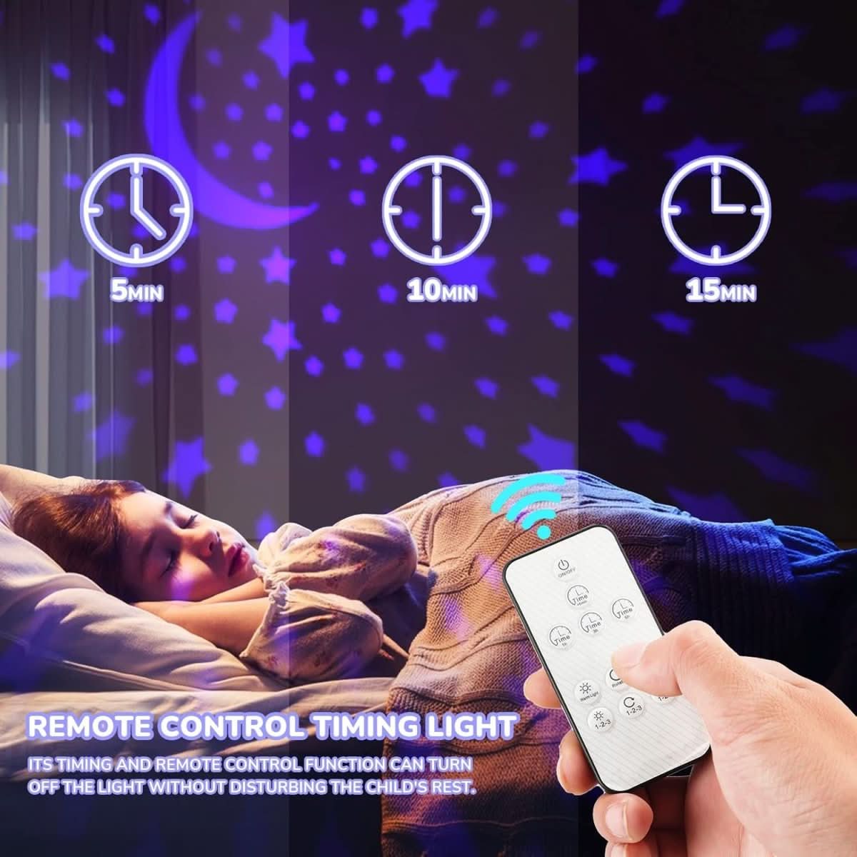 Star Projector 16-Color Rotating With Timer & Remote Control