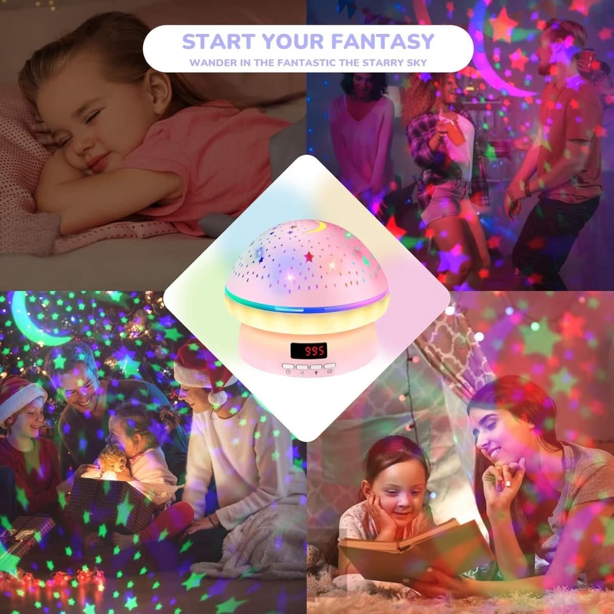 Star Projector 16-Color Rotating With Timer & Remote Control