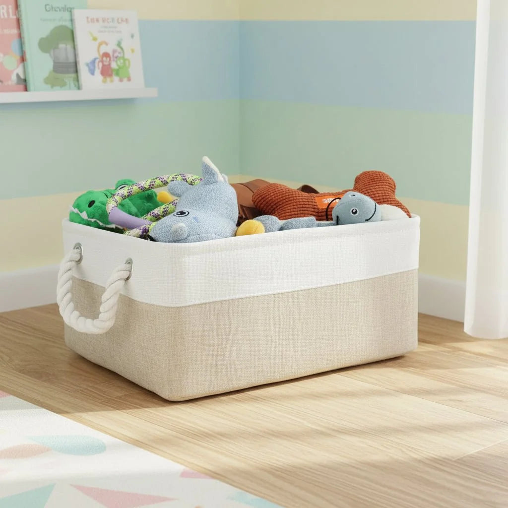 Storage Basket Eco-Friendly Linen Shape-Retaining Design