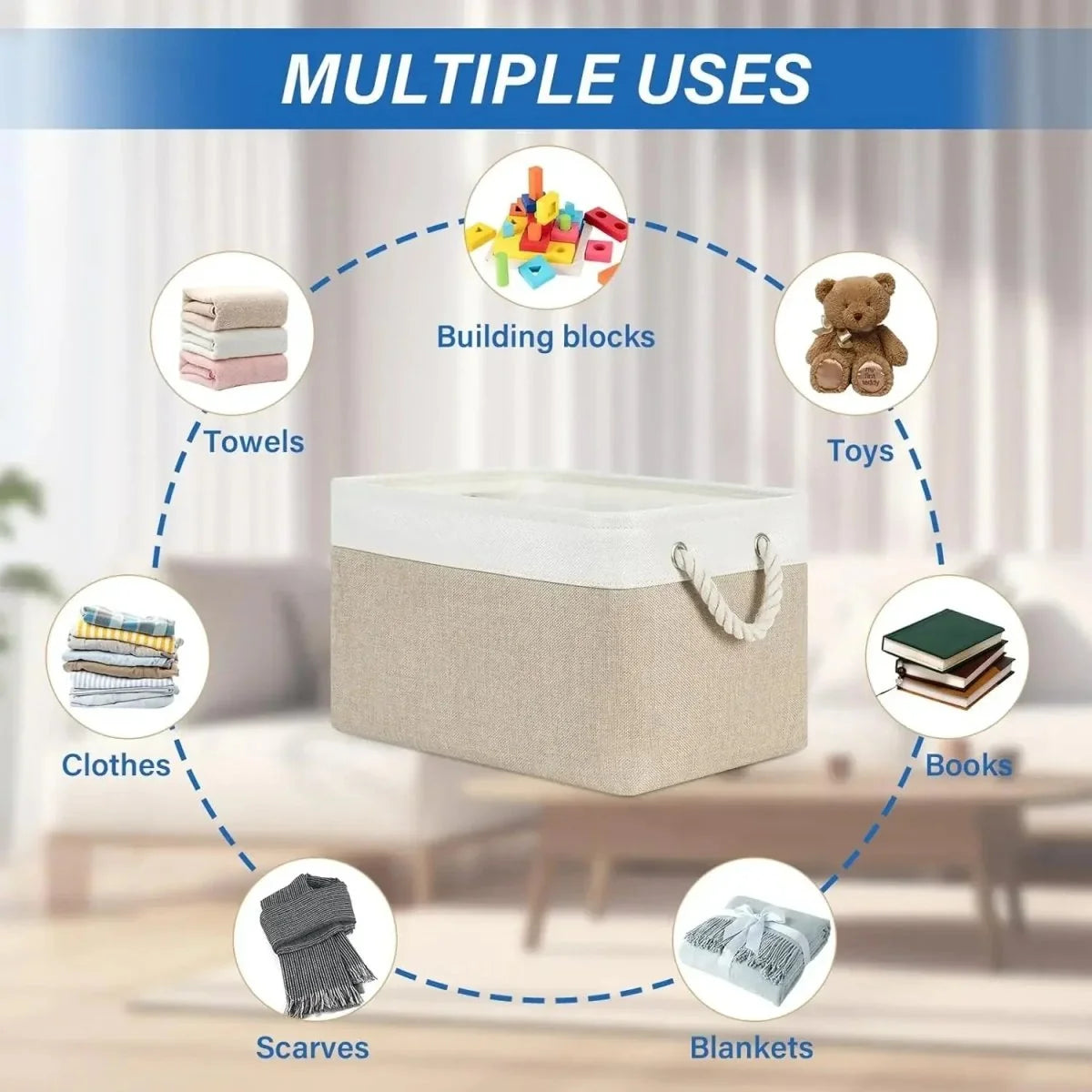 Storage Basket Eco-Friendly Linen Shape-Retaining Design