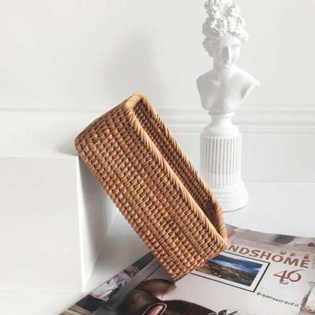 Storage Basket Woven Rattan Style Decorative Organization
