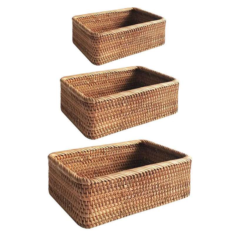 Storage Basket Woven Rattan Style Decorative Organization