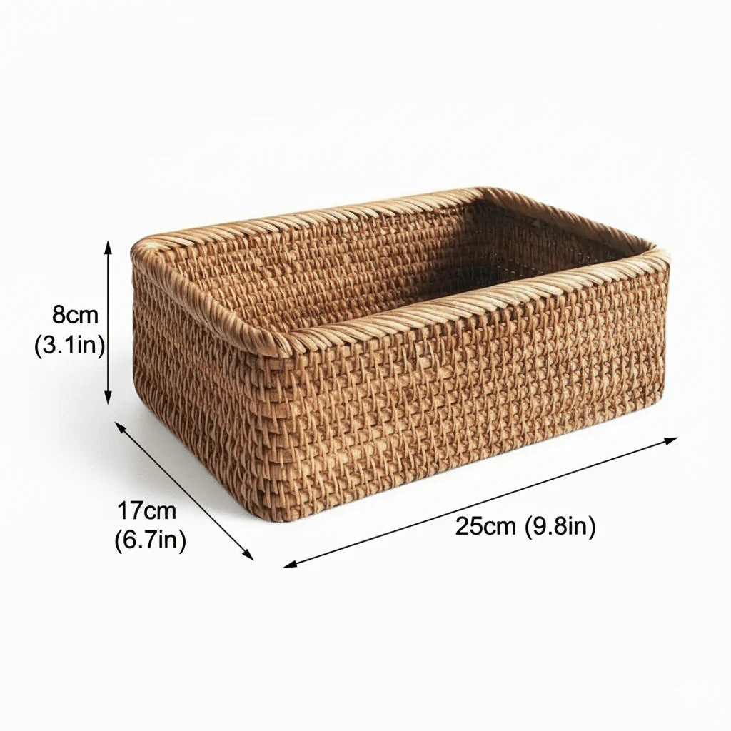 Storage Basket Woven Rattan Style Decorative Organization