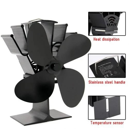 Stove Fan Heat-Powered Automatic Start Safety Lift