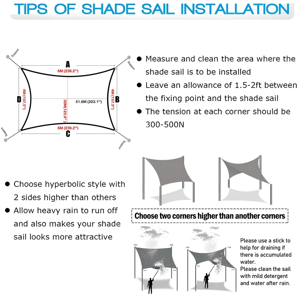 Sun Shade Sail Waterproof UV-Protected Polyester