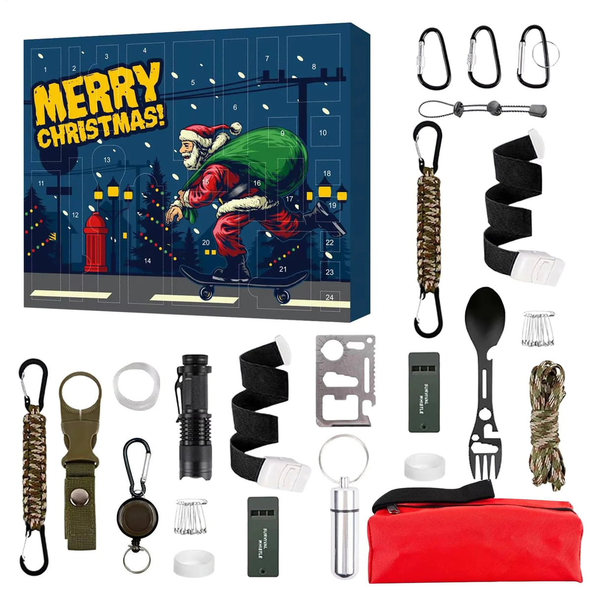 Survival Advent Calendar Multitool, Flashlight & Paracord