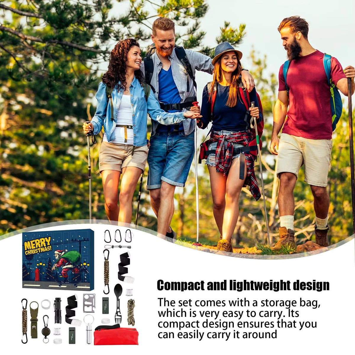 Survival Advent Calendar Multitool, Flashlight & Paracord
