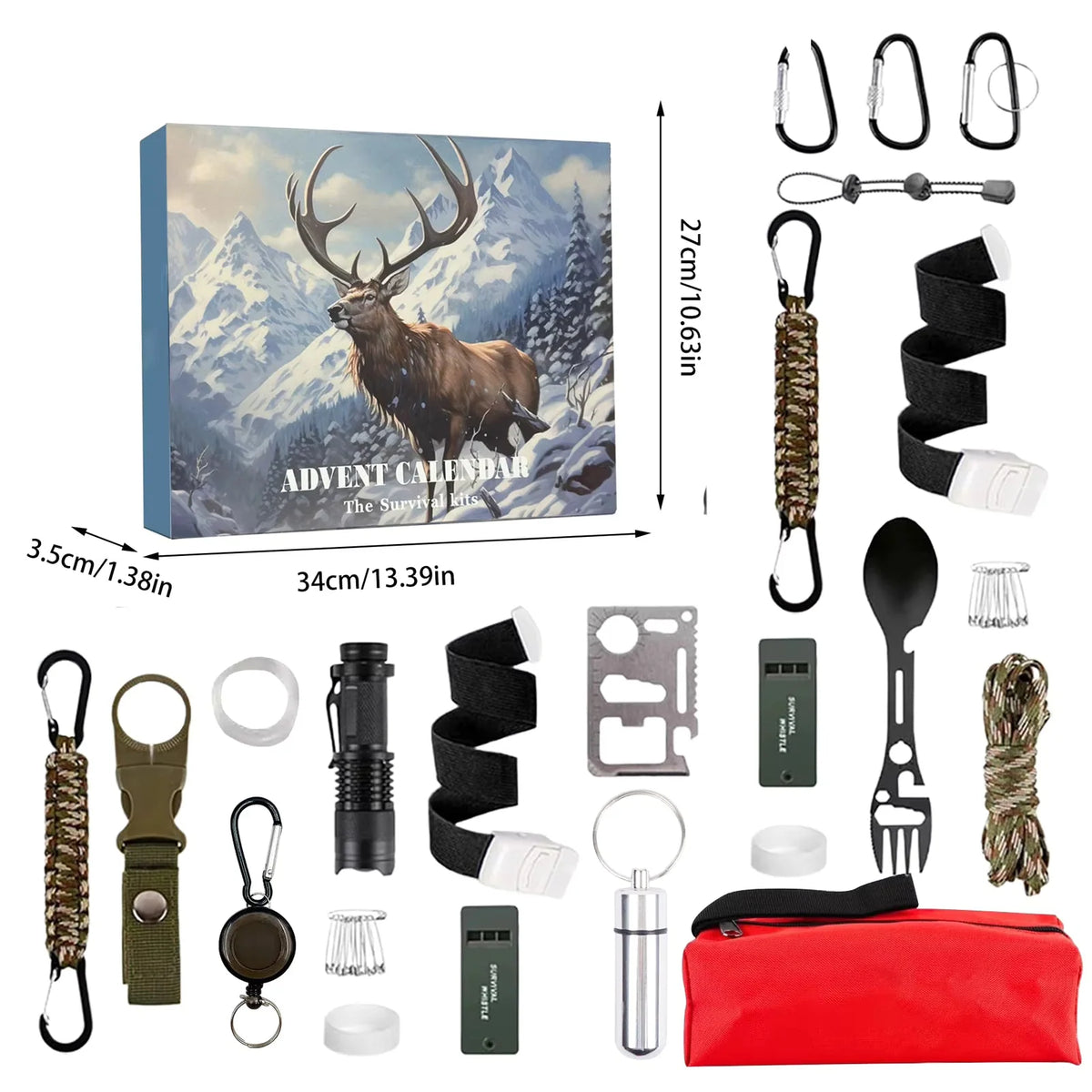 Survival Advent Calendar Multitool, Flashlight & Paracord