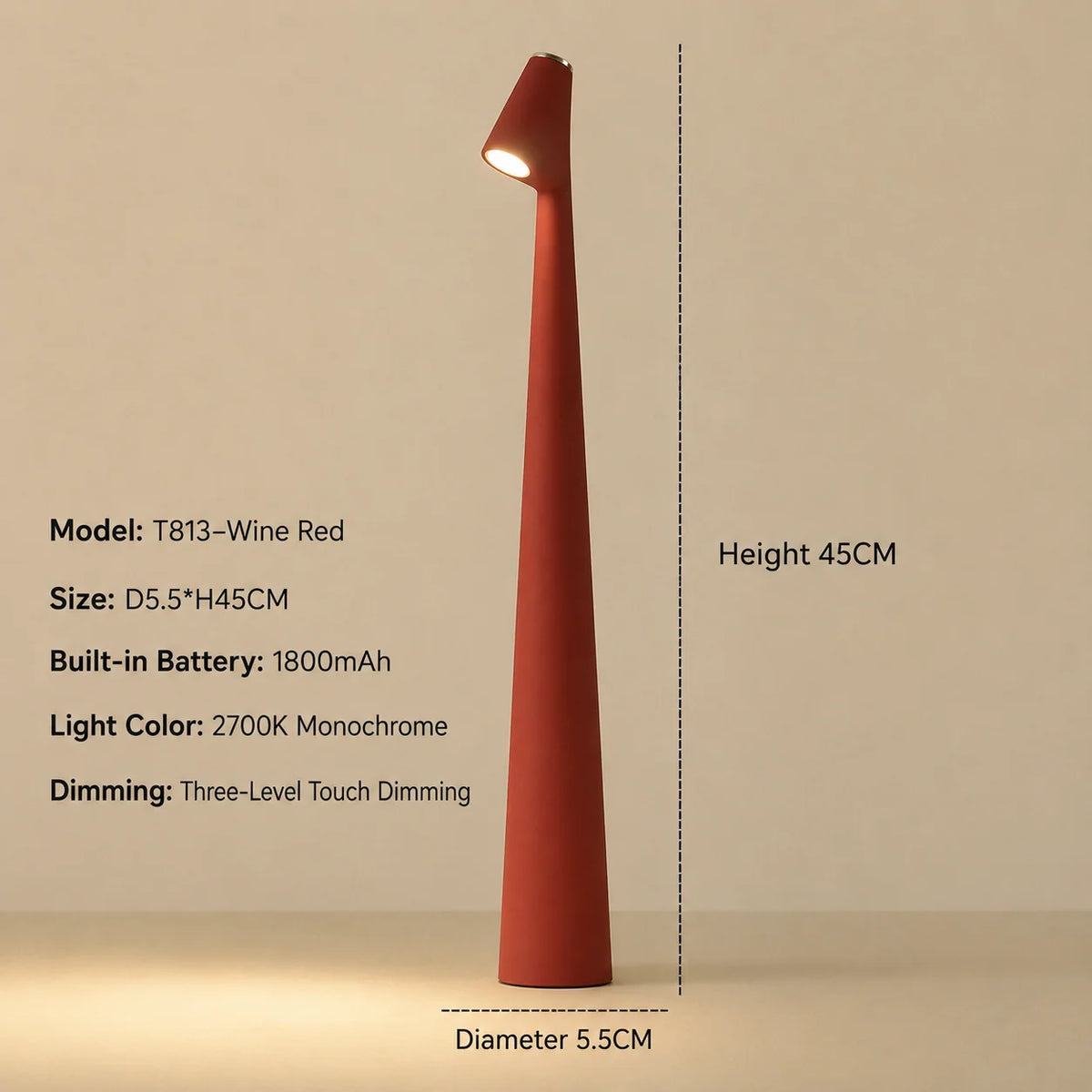 Table Lamp Cordless LED Touch-Dimmable