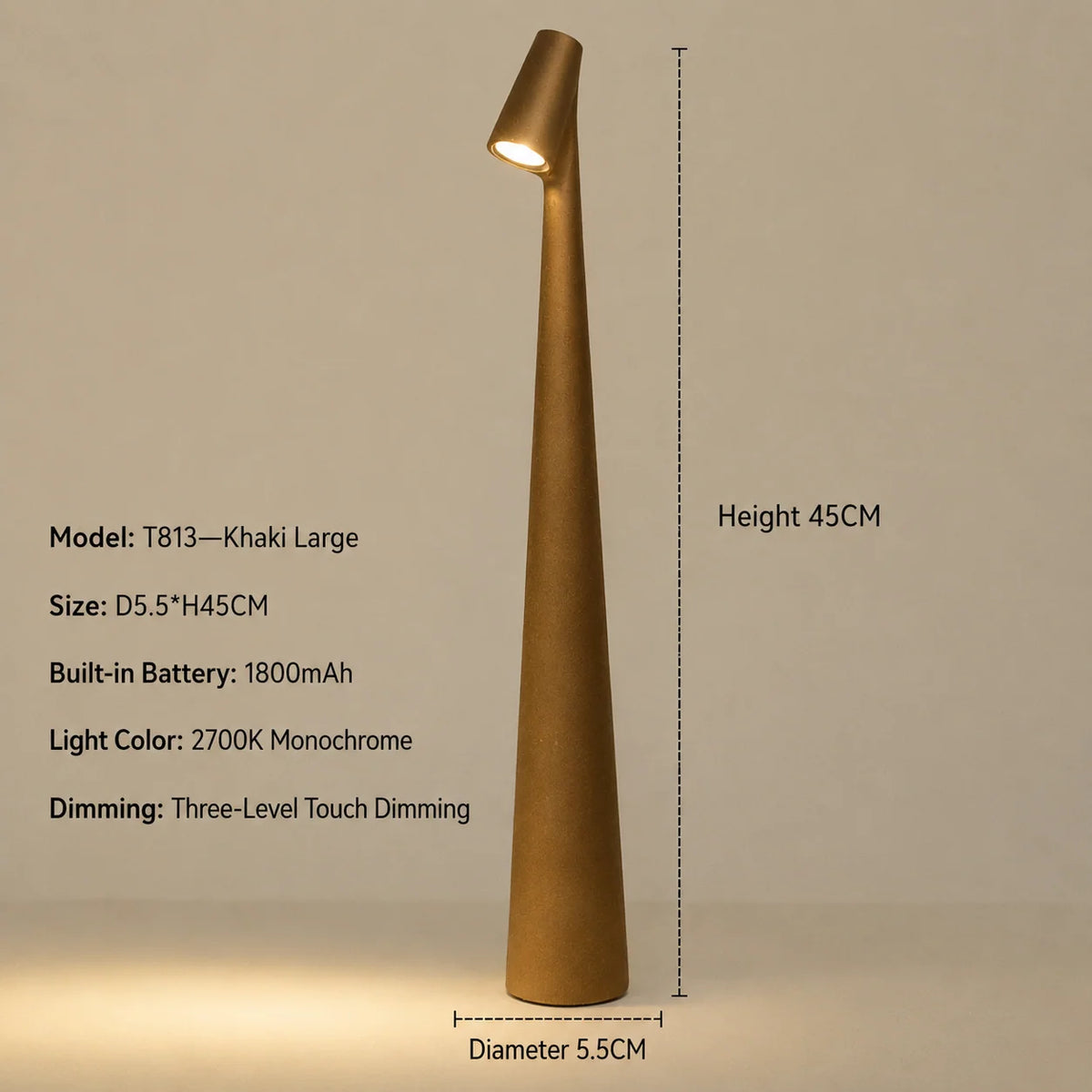 Table Lamp Cordless LED Touch-Dimmable