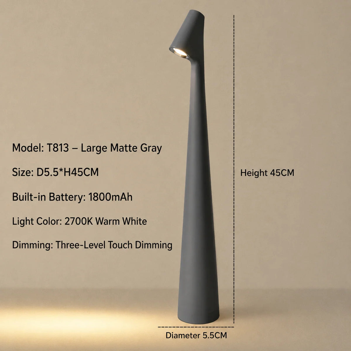 Table Lamp Cordless LED Touch-Dimmable