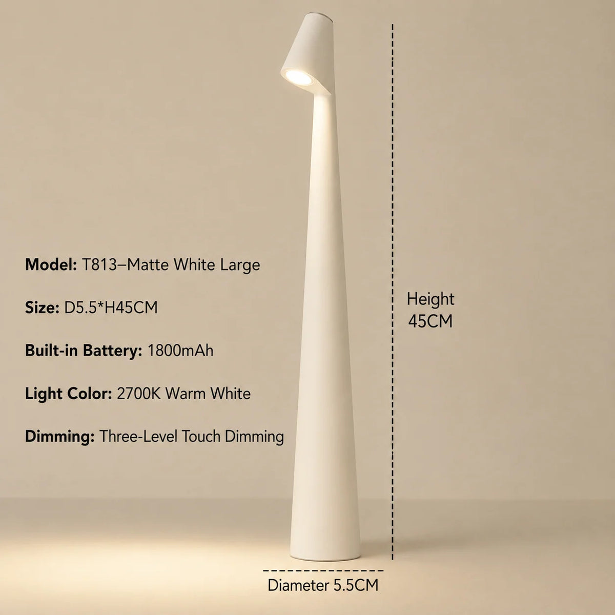 Table Lamp Cordless LED Touch-Dimmable