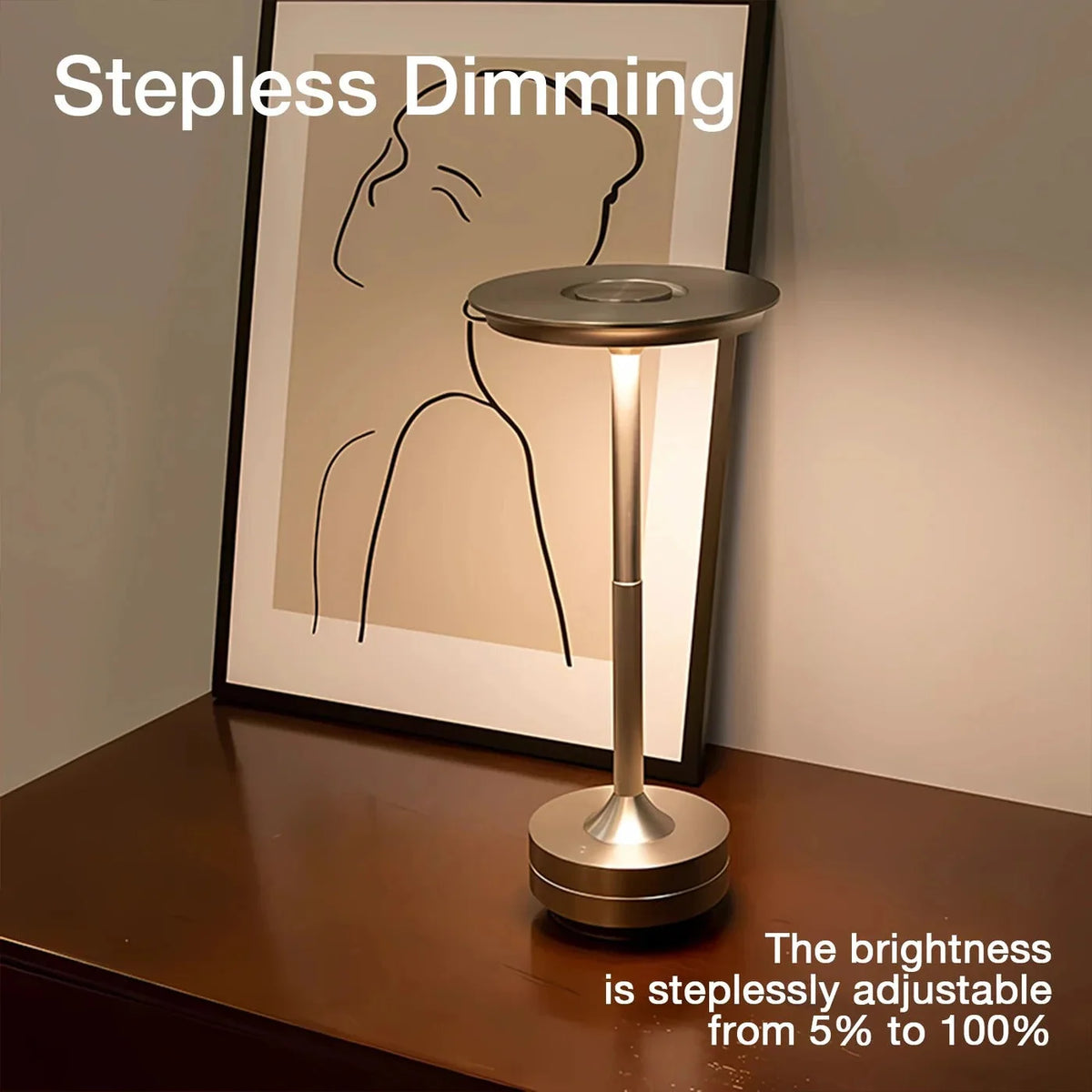 Table Lamp Cordless Rechargeable Touch Dimming