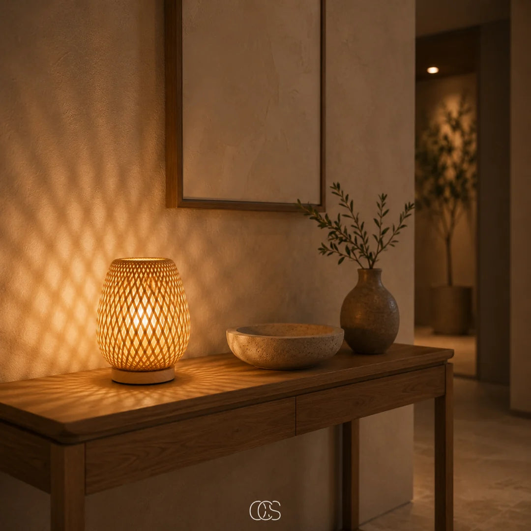 Table Lamp Cordless USB Rechargeable Dimmable LED Bamboo Shade