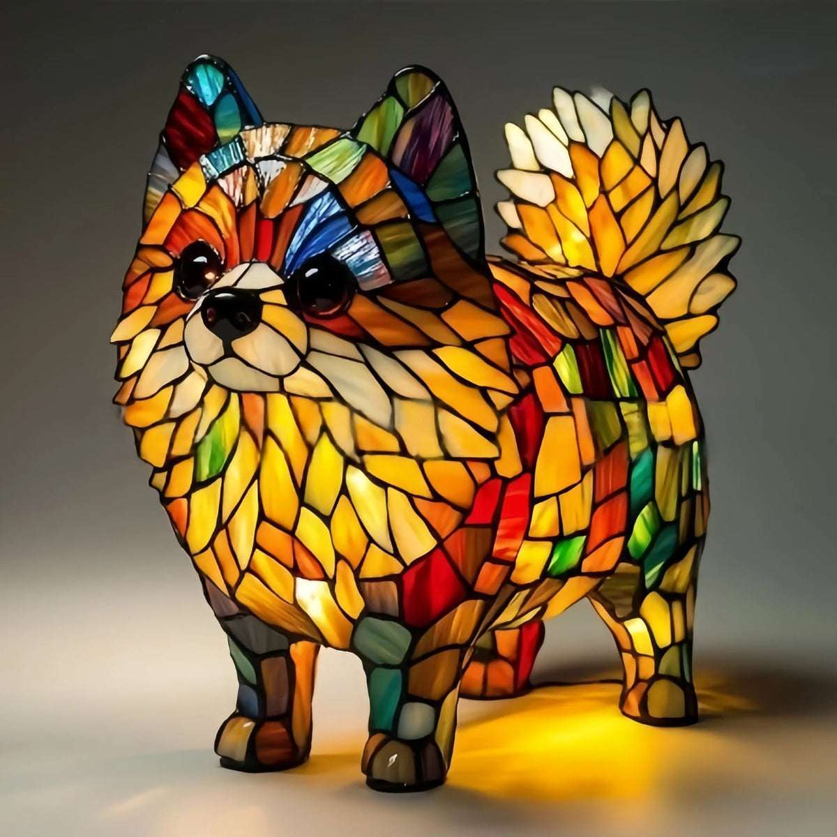 Table Lamp Stained Glass Mosaic Animal Design