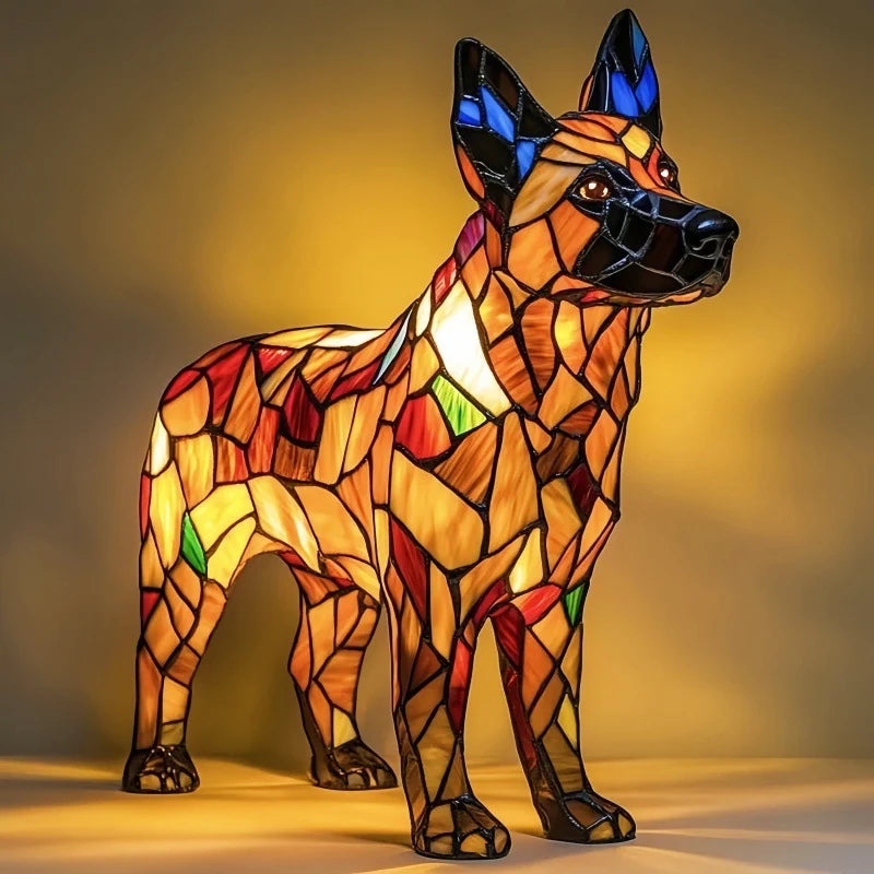 Table Lamp Stained Glass Mosaic Animal Design