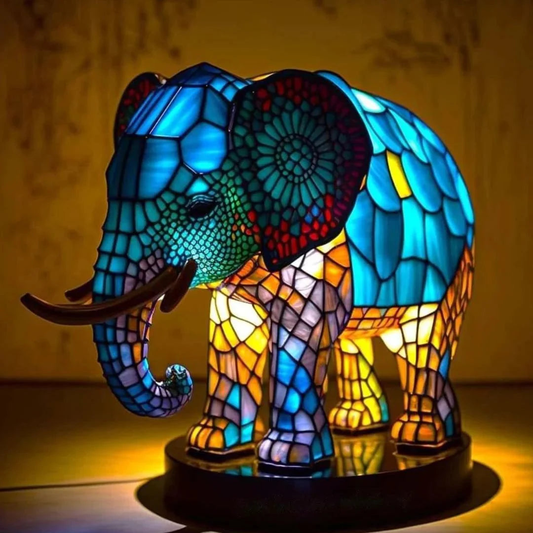 Table Lamp Stained Glass Mosaic Animal Design
