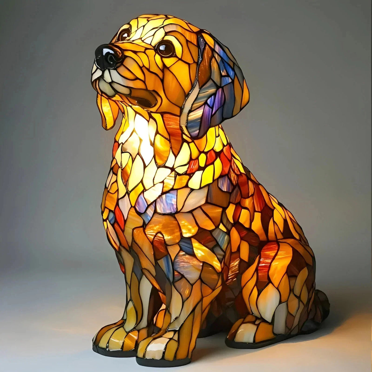 Table Lamp Stained Glass Mosaic Animal Design