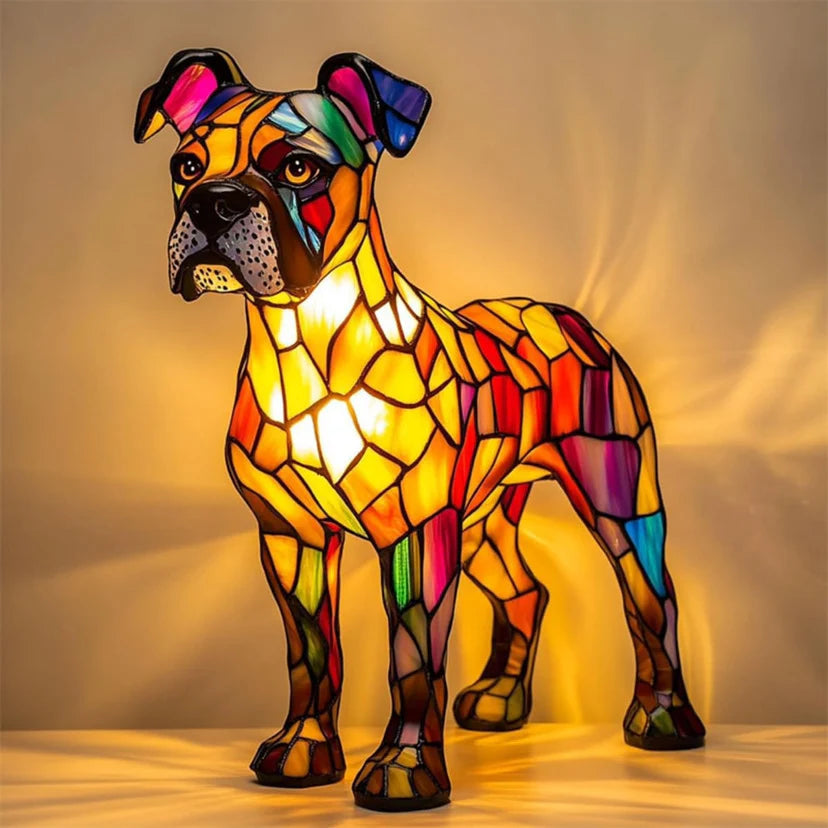 Table Lamp Stained Glass Mosaic Animal Design