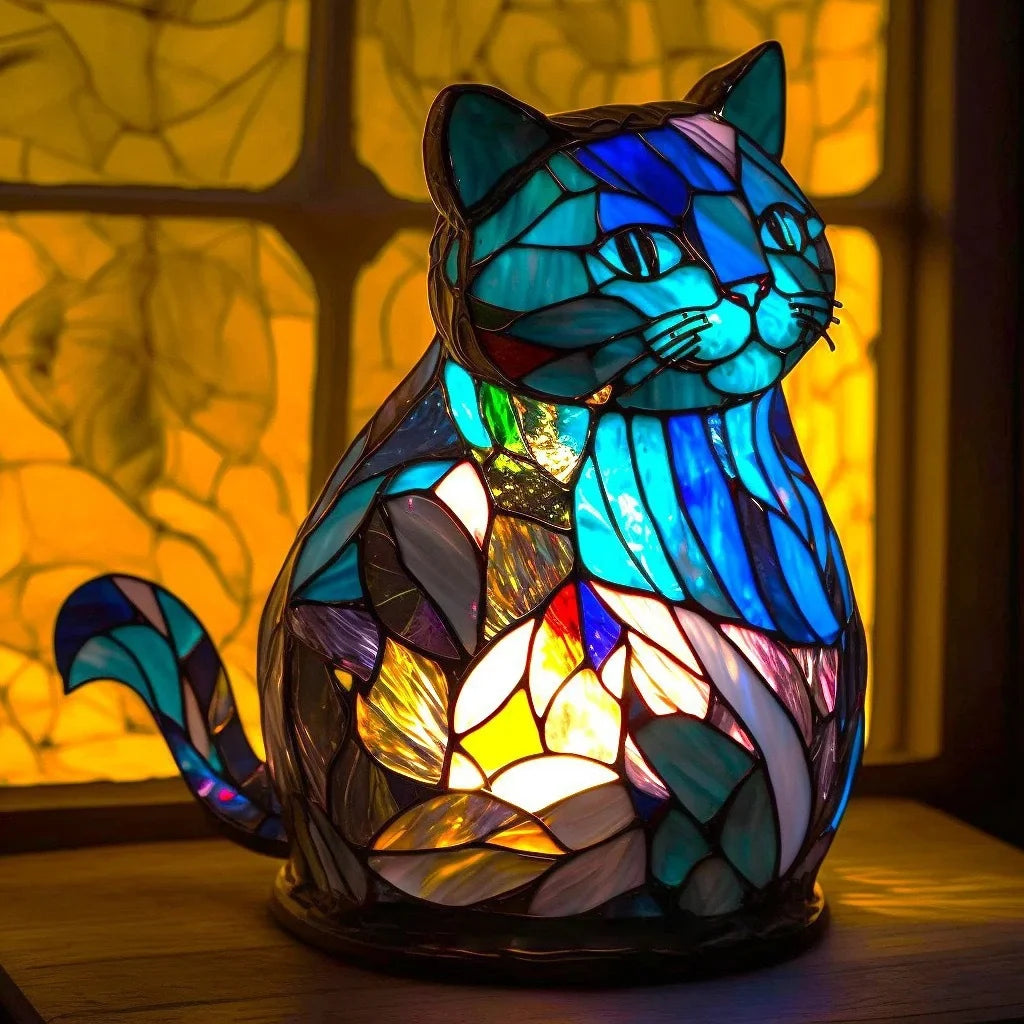 Table Lamp Stained Glass Mosaic Animal Design