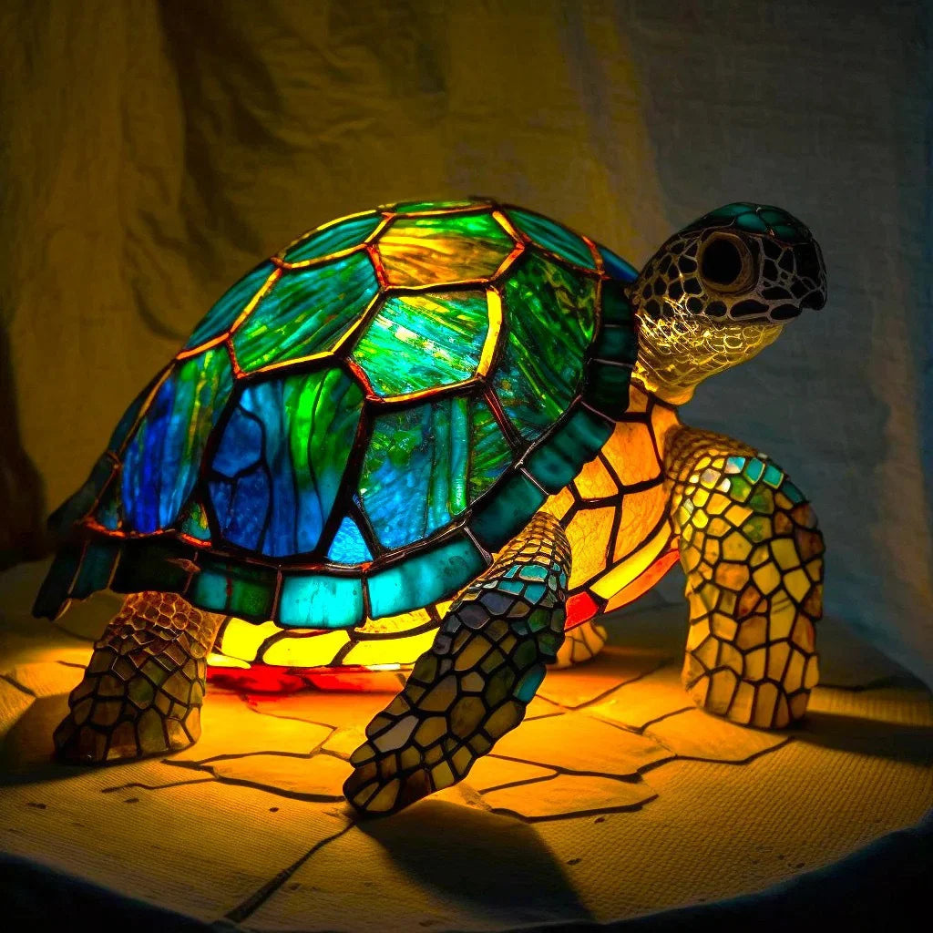 Table Lamp Stained Glass Mosaic Animal Design