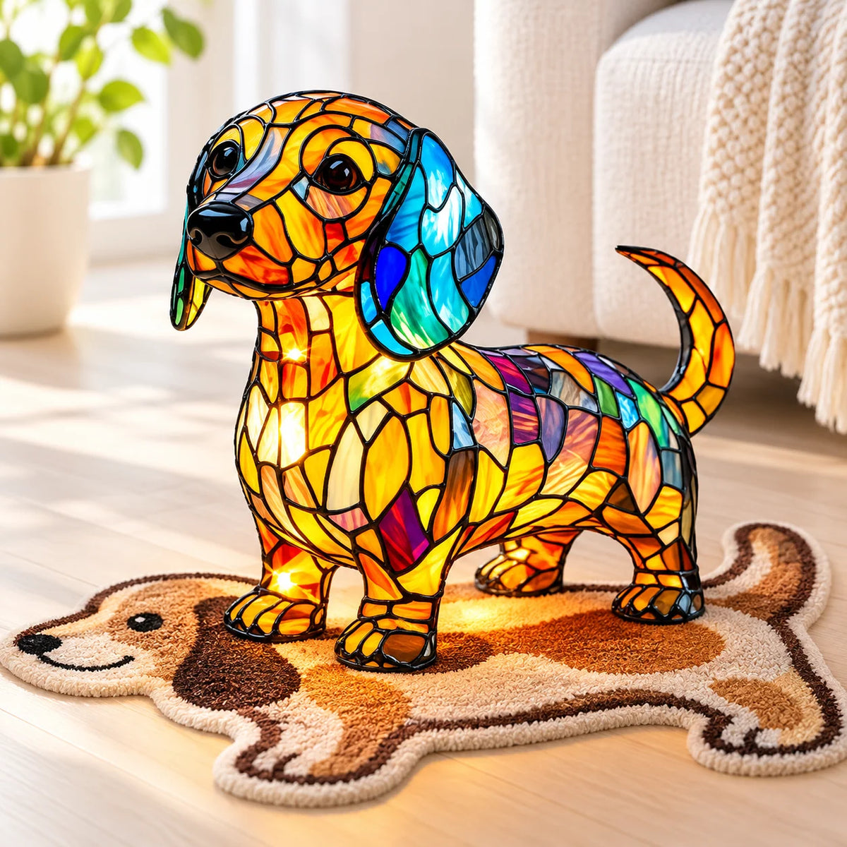 Table Lamp Stained Glass Mosaic Animal Design