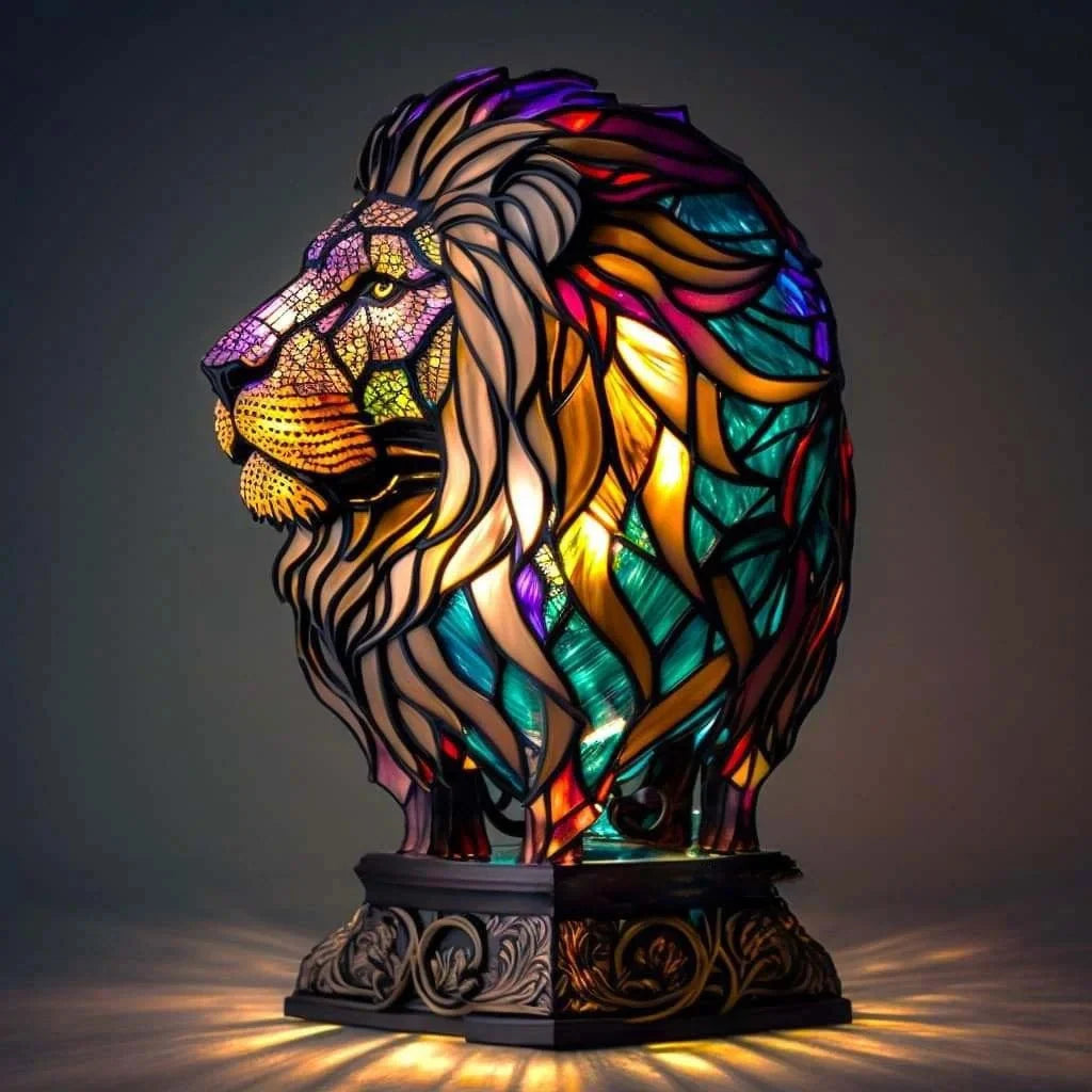 Table Lamp Stained Glass Mosaic Animal Design