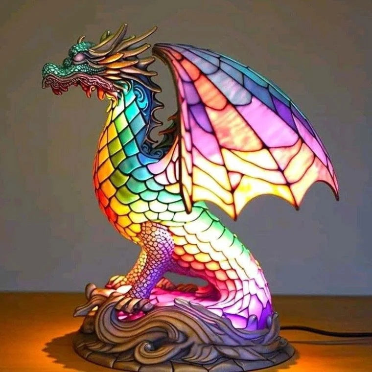 Table Lamp Stained Glass Mosaic Animal Design