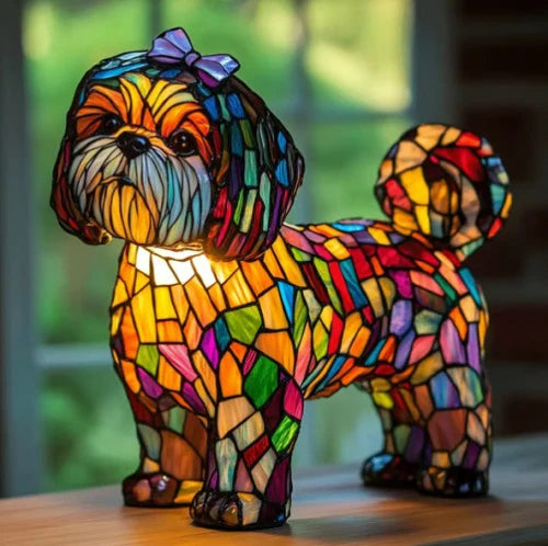 Table Lamp Stained Glass Mosaic Animal Design