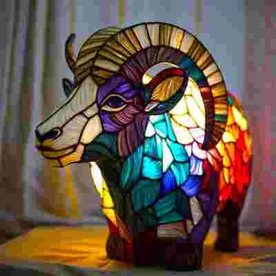 Table Lamp Stained Glass Mosaic Animal Design