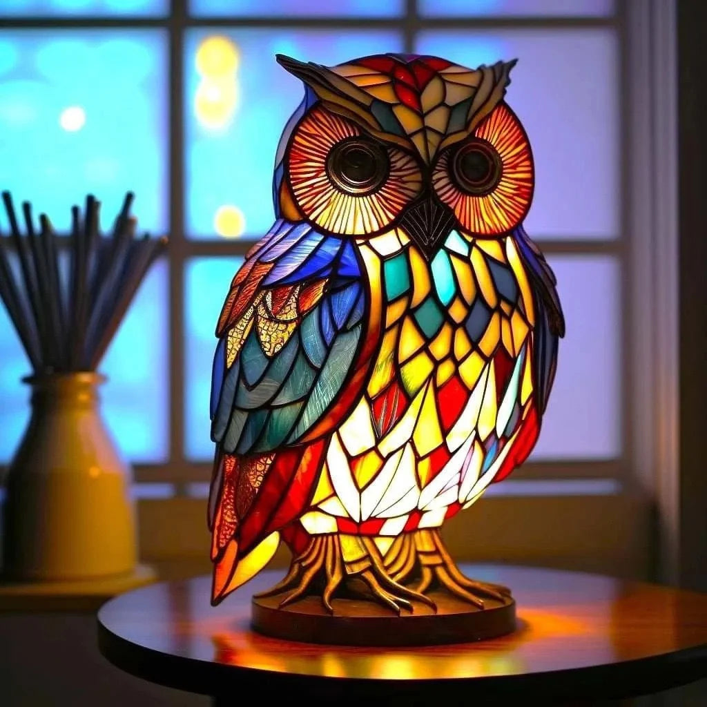 Table Lamp Stained Glass Mosaic Animal Design