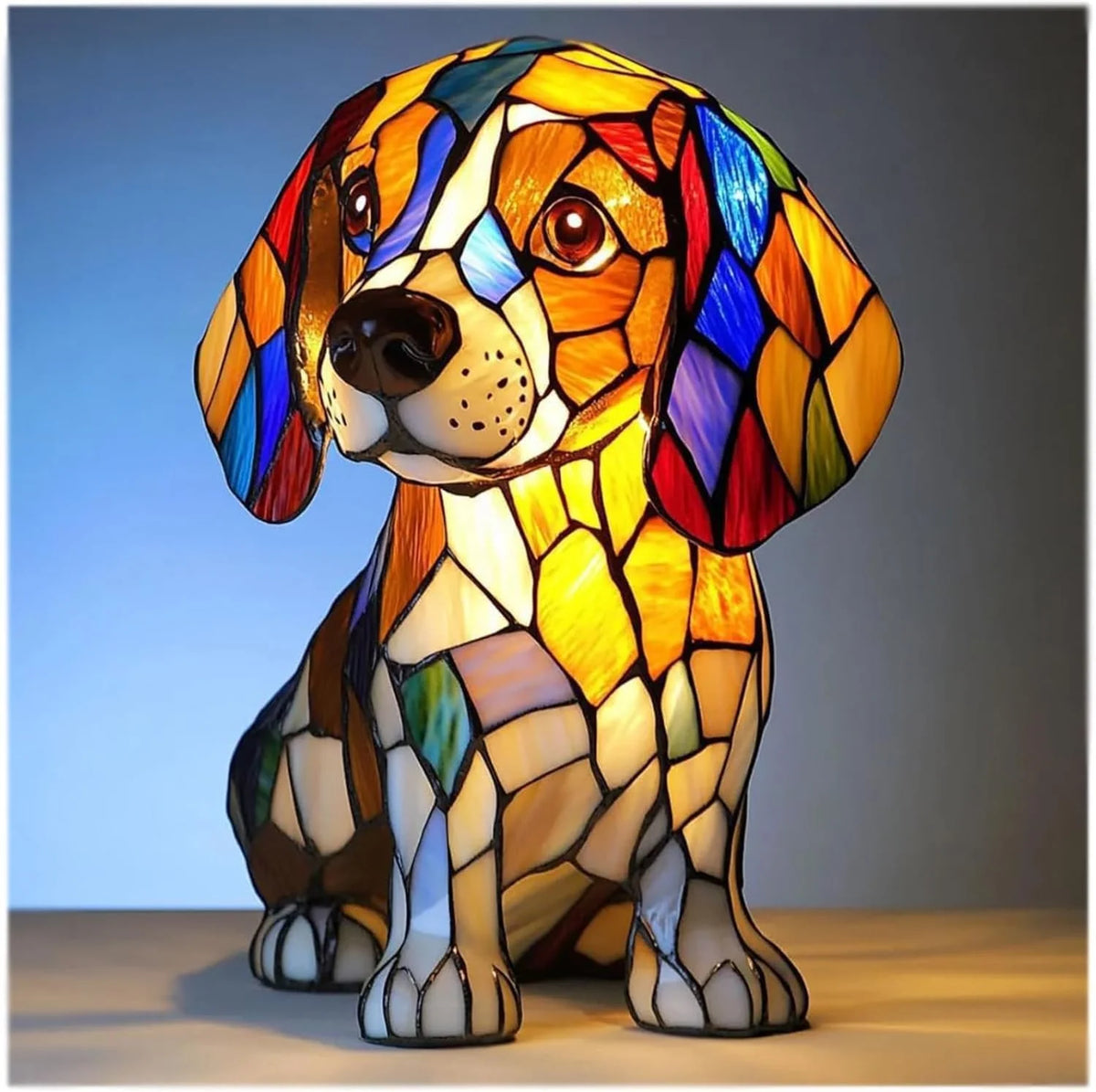 Table Lamp Stained Glass Mosaic Animal Design