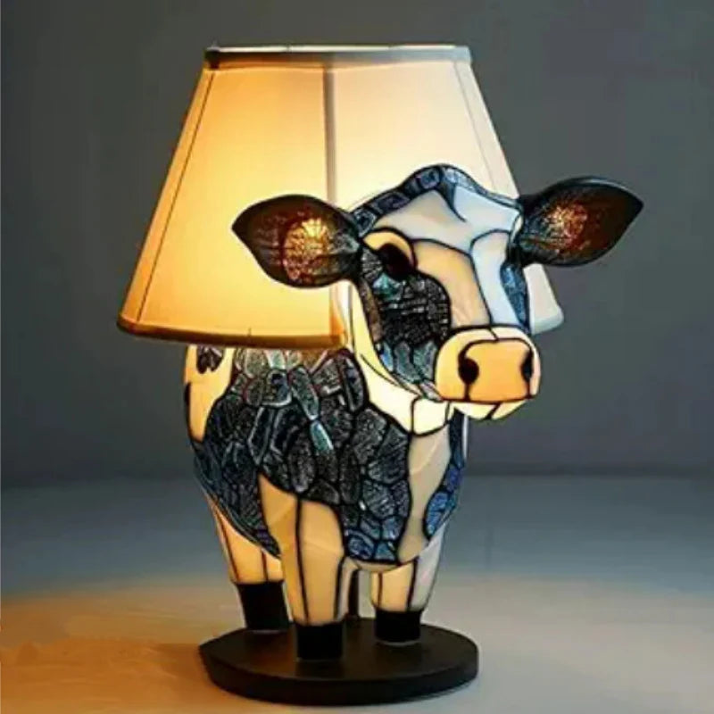 Table Lamp Stained Glass Mosaic Animal Design
