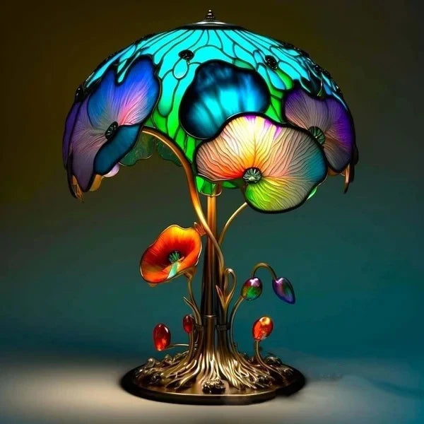 Table Lamp Stained Glass Mosaic Animal Design