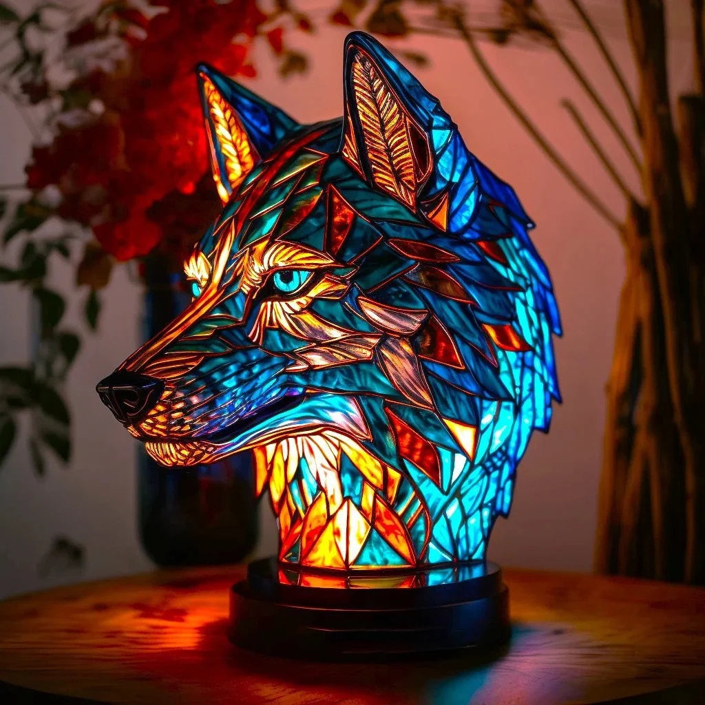 Table Lamp Stained Glass Mosaic Animal Design